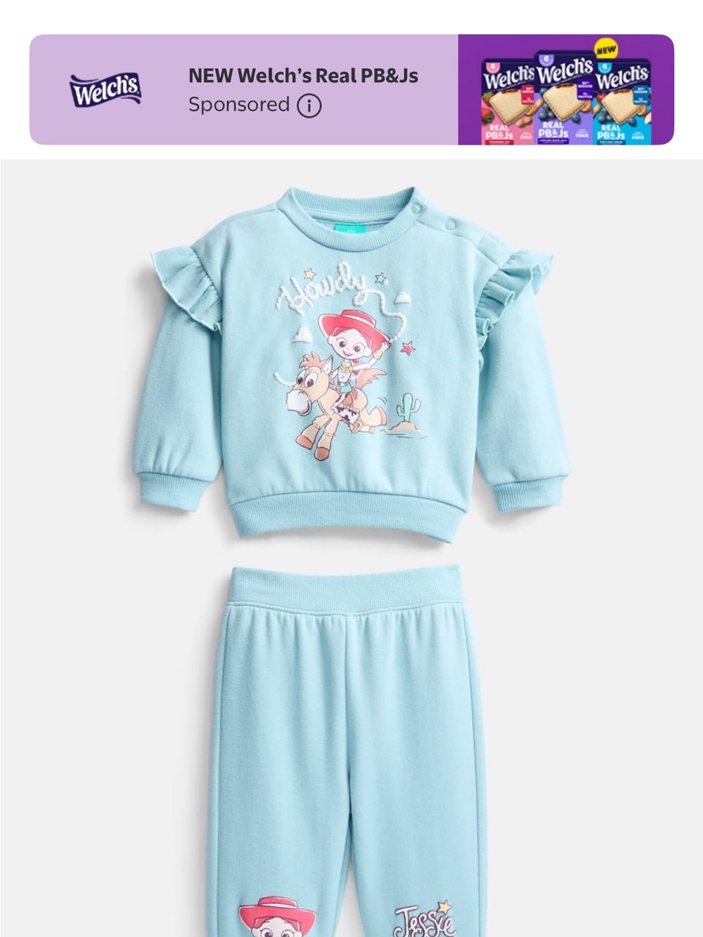 Disney Kids Light Blue Jessie Ruffled Sleeve Pajama Set
